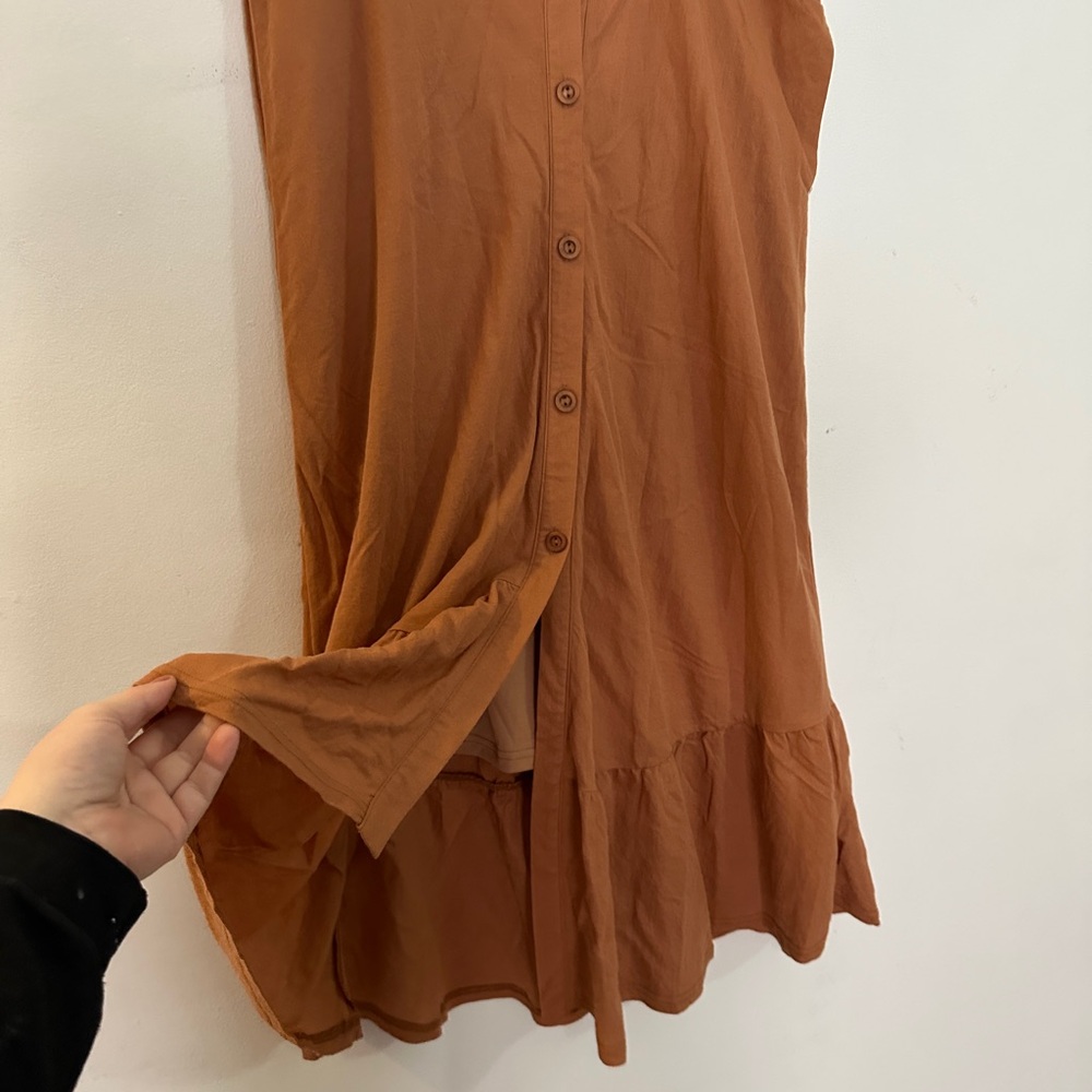 Listicle Button-Front Midi Skirt in Rust Orange